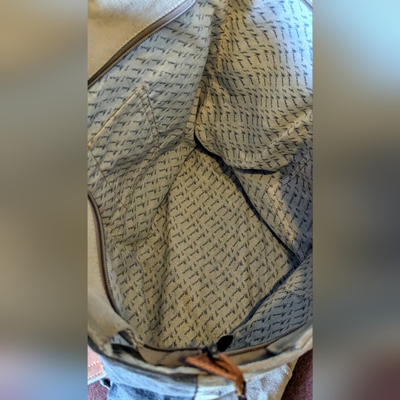 Mona B Upcycled Canvas/Leather Large Handbag - Picture 16 of 16